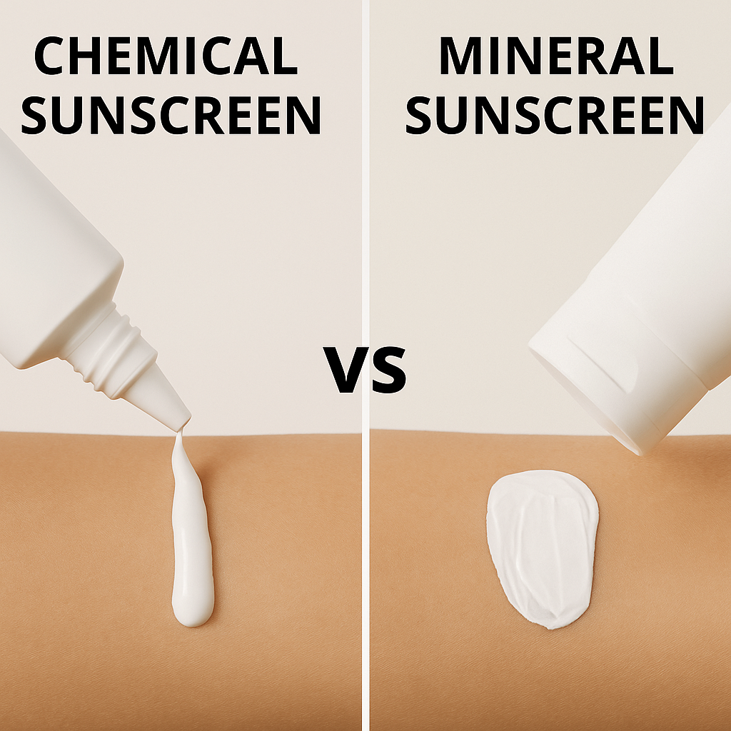 Chemical vs Physical Sunscreen Bottle Comparison
